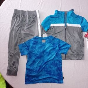 NWT 3 Piece Cheetah Blue and Gray Track Suit Set